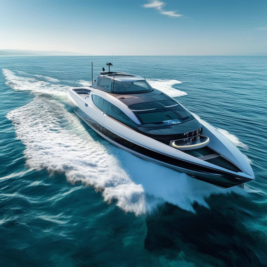 An Electric Yacht in the ocean