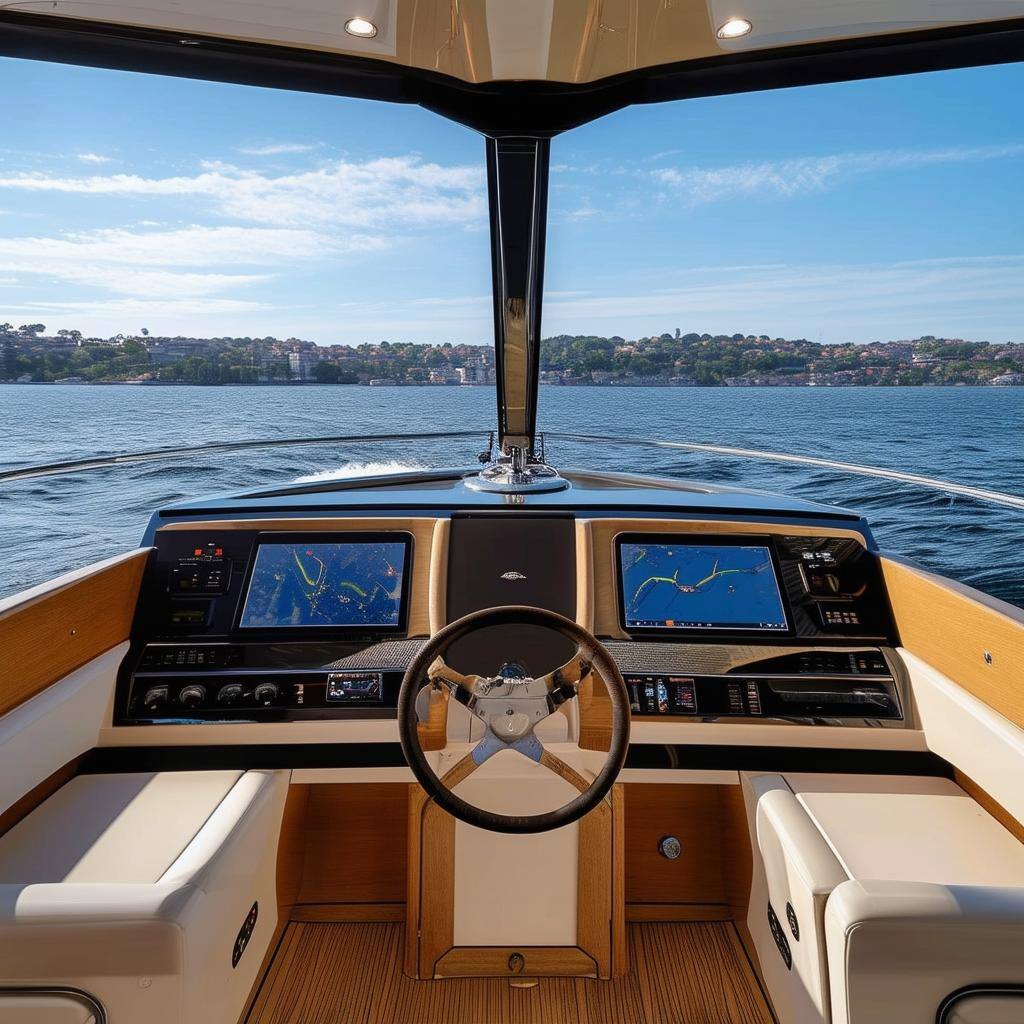 An Electric boat interior of the main dashboard