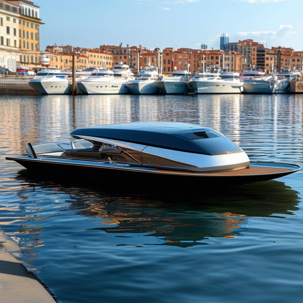 a small electric boat at a port
